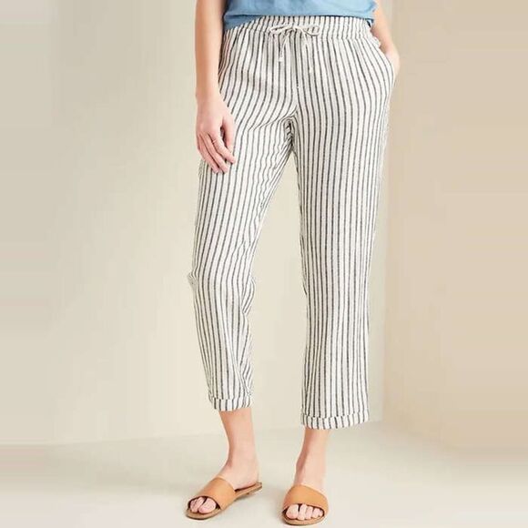 ✨ Old Navy Mid Rise Linen Blend Cropped Pants✨ - Picture 1 of 7